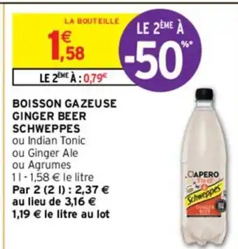 Intermarché BOISSON GAZEUSE GINGER BEER SCHWEPPES offre