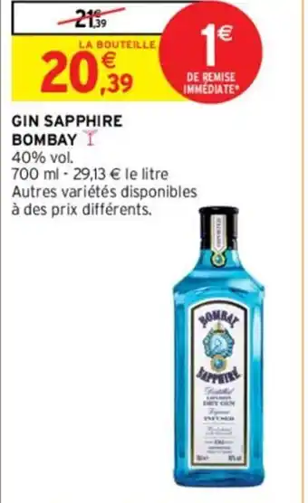 Intermarché GIN SAPPHIRE BOMBAY offre
