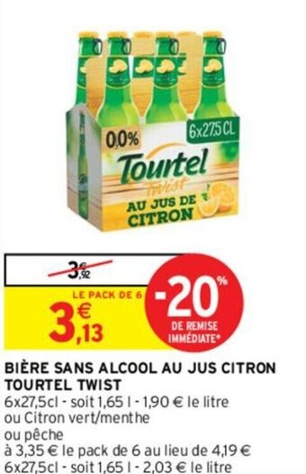 Intermarché BIÈRE SANS ALCOOL AU JUS CITRON TOURTEL TWIST offre