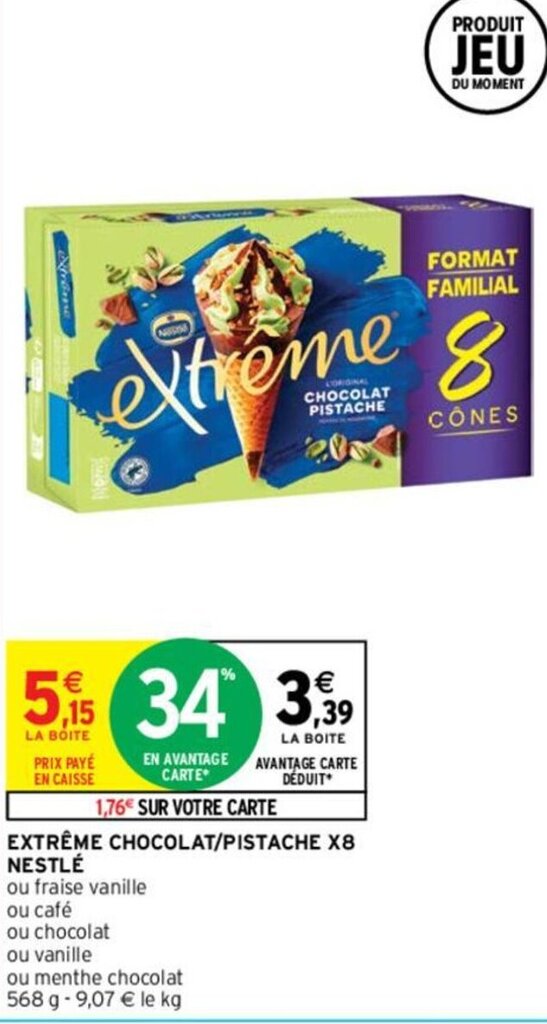 Promo EXTRÊME CHOCOLAT/PISTACHE X8 NESTLÉ chez Intermarché
