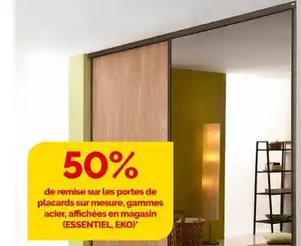 Weldom 50% de remise sur les portes de placards sur mesure, gammes acier, affichées en magasin (essentiel, eko) offre