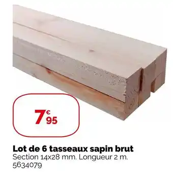 Weldom Lot de 6 tasseaux sapin brut offre