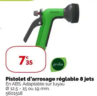 Weldom Geolia pistolet d’arrosage réglable 8 jets offre