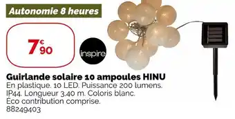 Weldom Inspire guirlande solaire 10 ampoules hinu offre