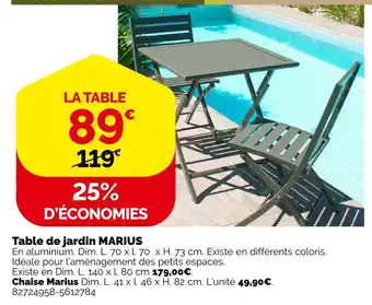 Weldom Table de jardin marius offre