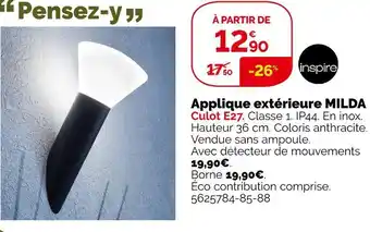 Weldom Inspire applique extérieure milda offre