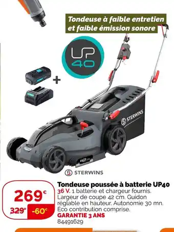 Weldom Sterwins tondeuse poussée à batterie up40 offre