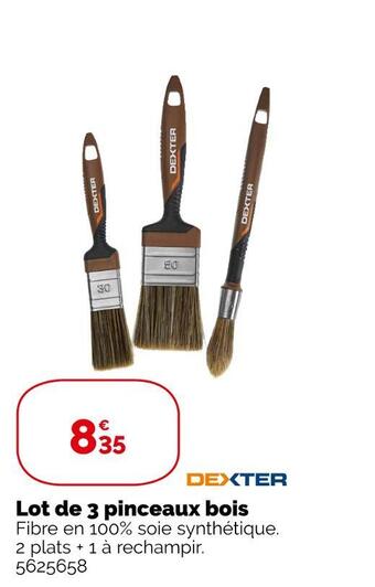 Weldom Dexter lot de 3 pinceaux bois offre