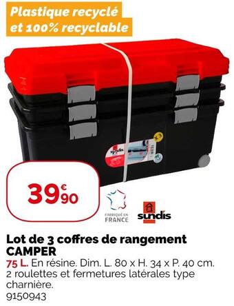 Weldom Sundis lot de 3 coffres de rangement camper offre