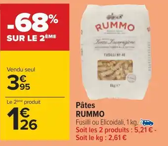 Carrefour Rummo pâtes offre