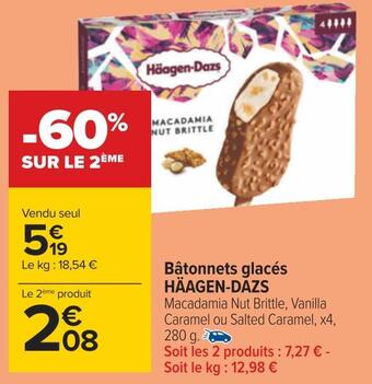 Carrefour Häagen-dazs bâtonnets glacés offre