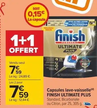 Carrefour Finish ultimate plus capsules lave-vaisselle offre