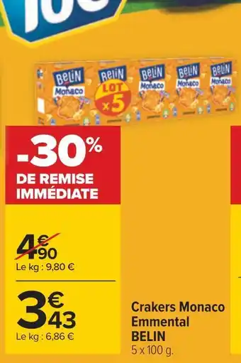 Carrefour Belin crakers monaco emmental offre