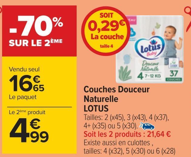 Promo Lotus couches douceur naturelle chez Carrefour