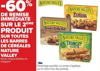 Carrefour Nature valley -60% de remise immédiate sur le 2ème produit sur toutes les barres de céréales nature valley offre