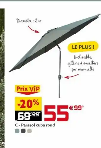 Gifi Parasol cuba rond offre