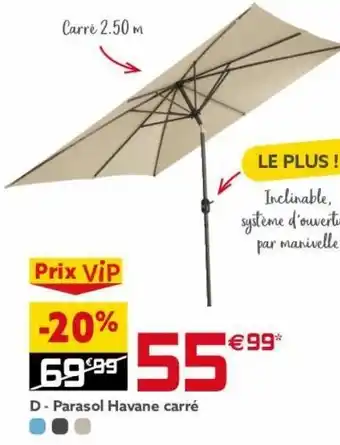 Gifi Parasol havane carré offre