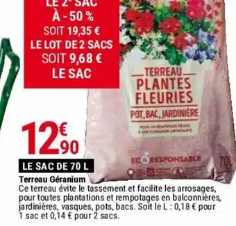 Gamm vert Terreau géranium offre