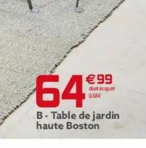 Gifi Table de jardin haute boston offre