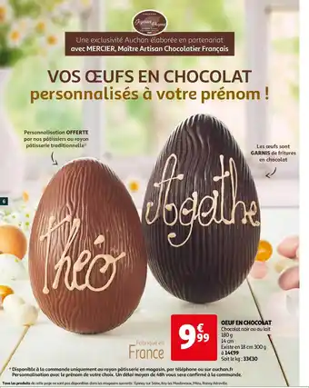 Auchan œuf En Chocolat offre
