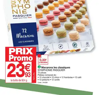 Promocash Macarons les classiques SYMPHONIE PASQUIER offre