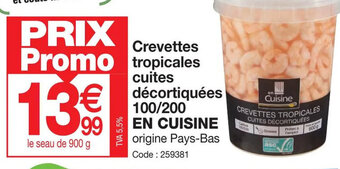 Promocash Crevettes tropicales cuites décortiquées 100/200 offre