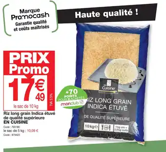 Promocash Riz long grain Indica étuvé de qualité supérieure offre