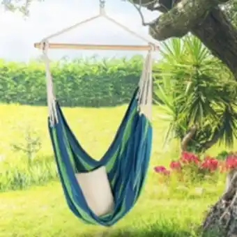 Idmarket hamac siège suspendu avec toile rayée bleue et verte