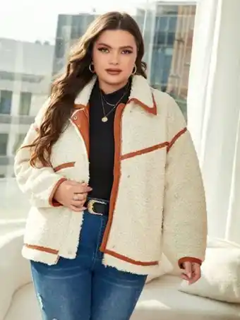 SheIn Shein unity manteau duveteux à liseré contrastant offre