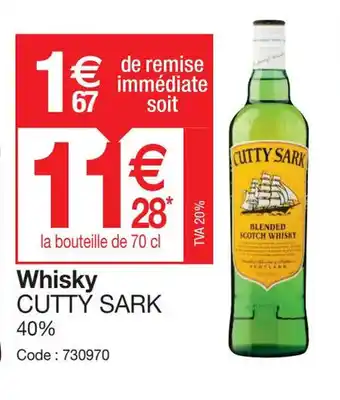 Promocash Whisky CUTTY SARK 40% offre