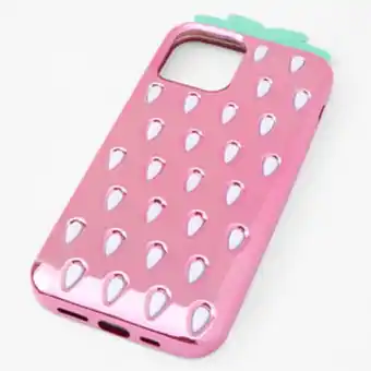 Coque de protection pour portable fraise couleur rose chromée - compatible avec iphone® 12/12 pro