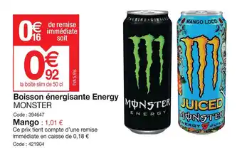 Promocash Boisson énergisante Energy MONSTER offre