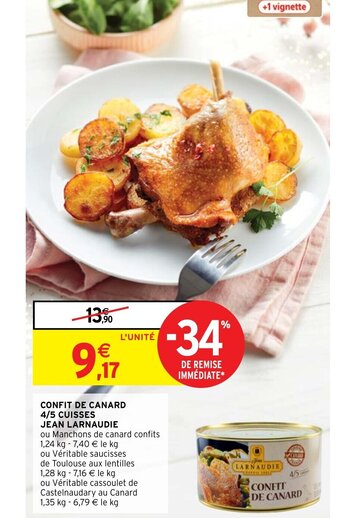 Intermarché Confit De Canard 4/5 Cuisses Jean larnaudie offre