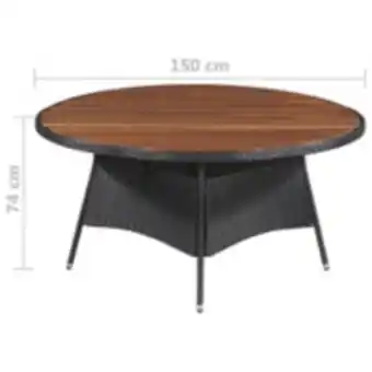 Vidaxl table de jardin 150x74cm résine tressée et bois d'acacia solide