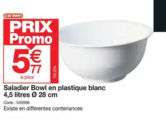 Promocash Saladier Bowl en plastique blanc 4,5 litres Ø 28 cm offre