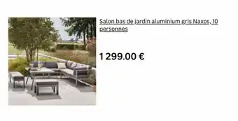 Salon bas de jardin aluminium gris Naxos, 10 personnes