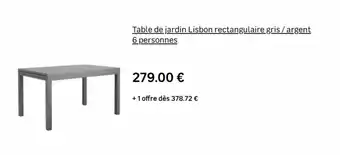 Leroy Merlin Table de jardin Lisbon rectangulaire gris / argent 6 personnes offre