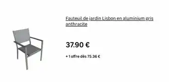 Leroy Merlin Fauteuil de jardin Lisbon en aluminium gris anthracite offre