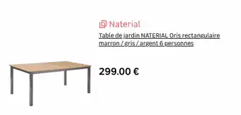 Leroy Merlin Table de jardin NATERIAL Oris rectangulaire marron/gris/argent 6 personnes offre