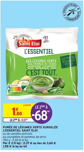 Intermarché Puree De légumes Verts surgelée offre
