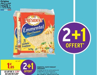 Intermarché Emmental Râpé Fondant Président offre