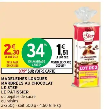 Intermarché Madeleines Longues marbrées Au Chocolat offre