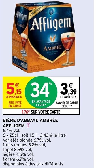 Intermarché Bière D'Abbaye Ambrée Affligem offre
