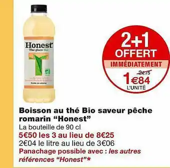 Monoprix Boisson Au Thé Bio Saveur Pêche Romarin offre