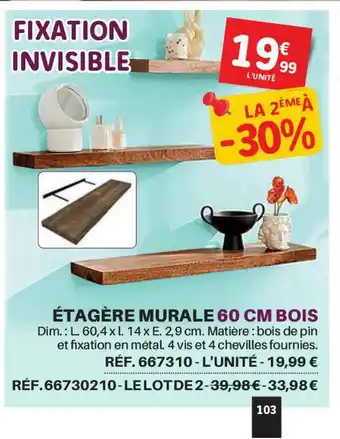 Shopix étagère Murale 60 Cm Bois offre