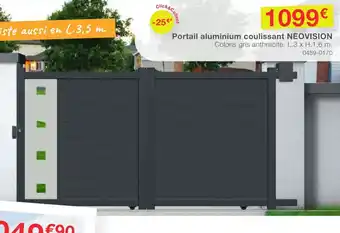 Portail aluminium coulissant NEOVISION Coloris gris anthracite. L.3 x H.1,6 m. 0459-0170