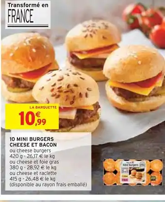 Intermarché 10 MINI BURGERS CHEESE ET BACON offre