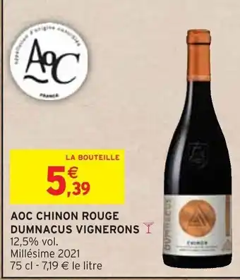 Intermarché AOC CHINON ROUGE DUMNACUS VIGNERONS I 12,5% vol. offre