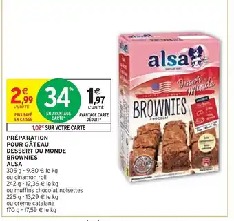 Intermarché PRÉPARATION POUR GÂTEAU DESSERT DU MONDE BROWNIES ALSA offre
