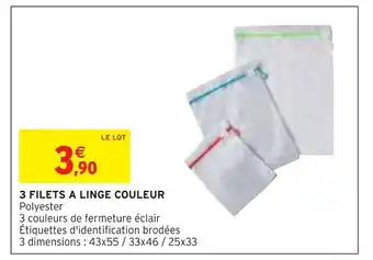 Intermarché 3 FILETS A LINGE COULEUR Polyester offre